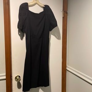 Black modal dress with cotton eyelet sleeves